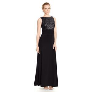 New! RALPH LAUREN Women's Sequined Black Gown Dress Long Size 12 Sleeveless